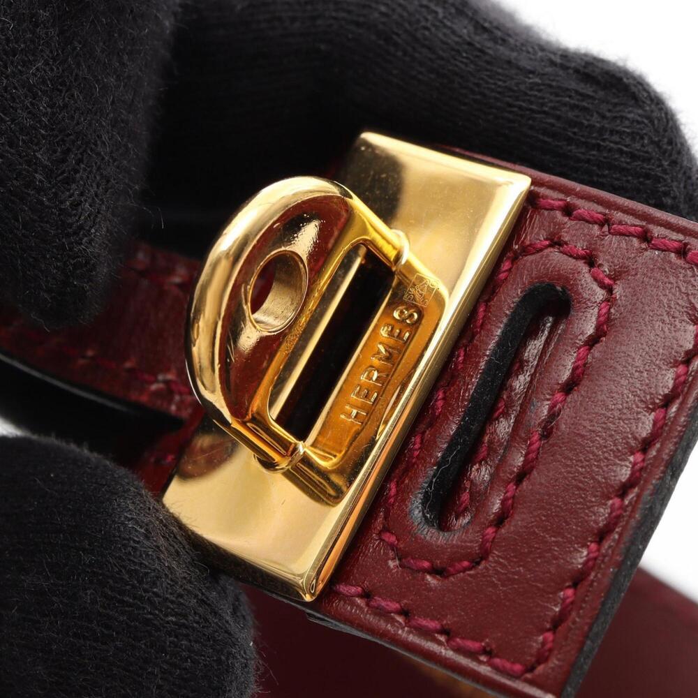 Hermes Artemis Bracelet, □E stamp, Gold Plated Leather, Women's, Red - Picture 8 of 9